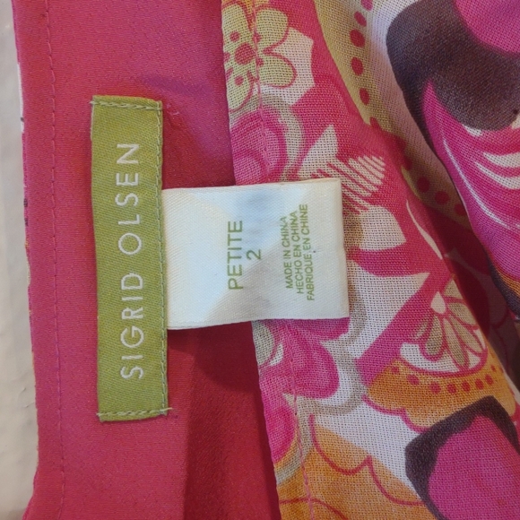 y2k floral Sigrid Olsen flowy tank with bow detail - Picture 4 of 8